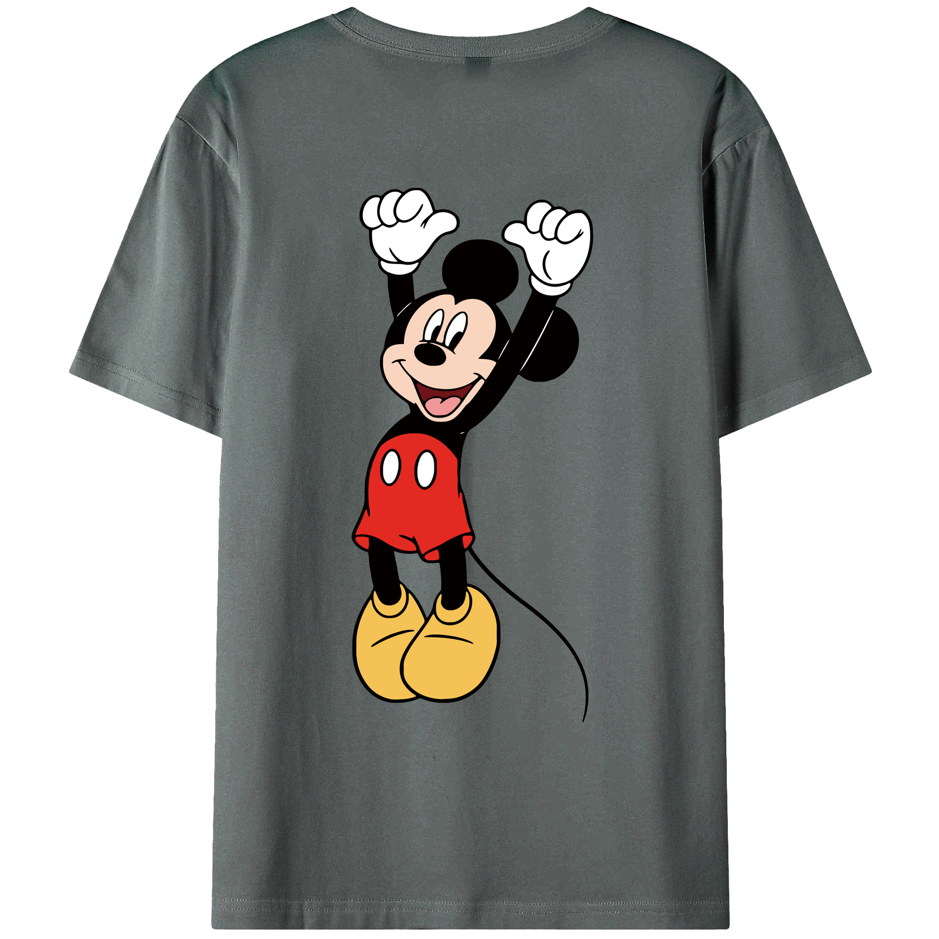 ミッキーマウス Mickey Mouse 綿100％ メンズ半袖Tシャツ（バックプリント） 通気性